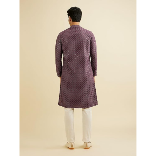 Men's Viscose Blend Chikankari | Sequins Work Kurta Set - Image 3