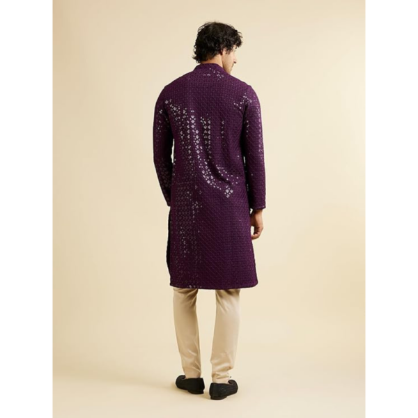 Men's Viscose Chikankari Embroidered Sequinned Kurta Set - Image 2