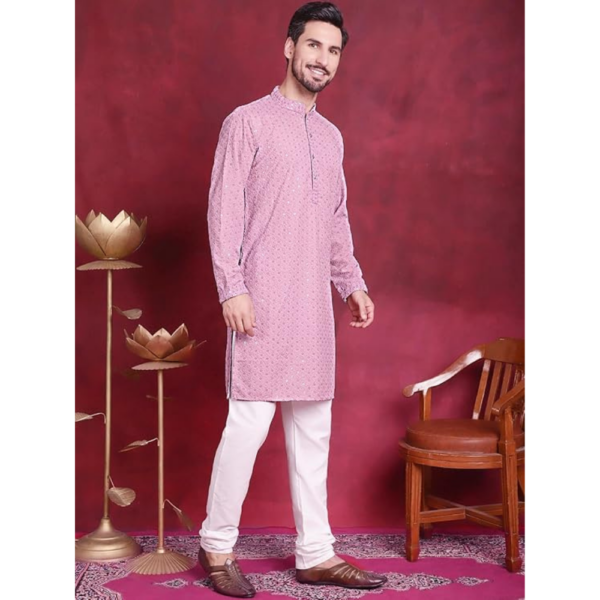 Chikankari Embroidered and Sequence Kurta for Men - Image 6