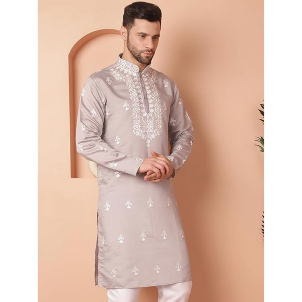 Men Chikankari Embroidered Kurtas - Image 5