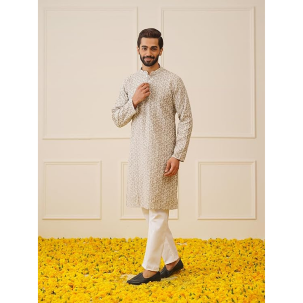 Men's Chikankari Embroidered Kurta Pyjama Set - Image 2