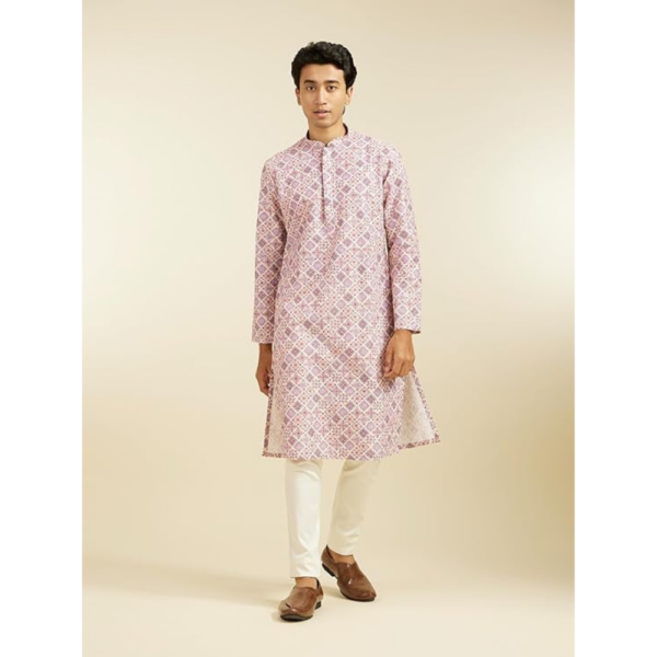 Men's Art Silk Printed Chikankari Kurta - Image 2