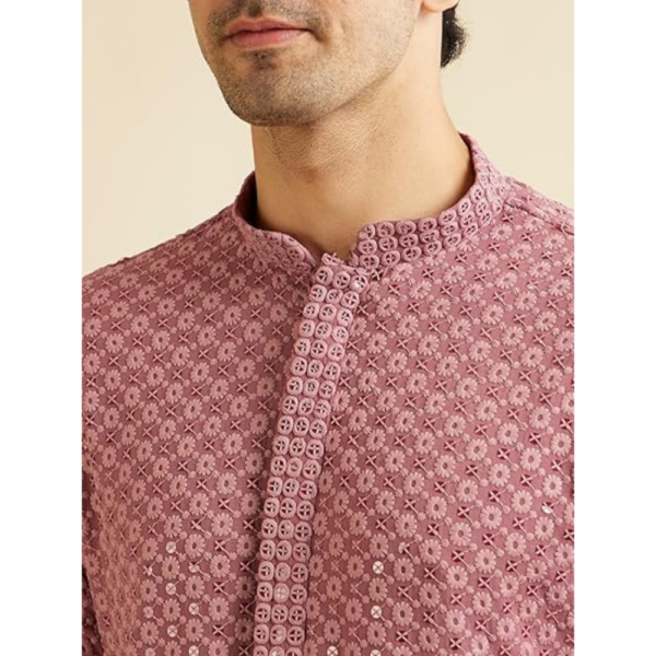 Men Chikankari Embroidered Straight Kurta - Image 2