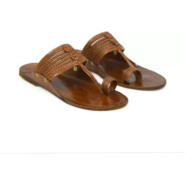 Men Unique & Stylish Comfortable Leather kolhapuri Sandal  (Brown , 9) - Image 4