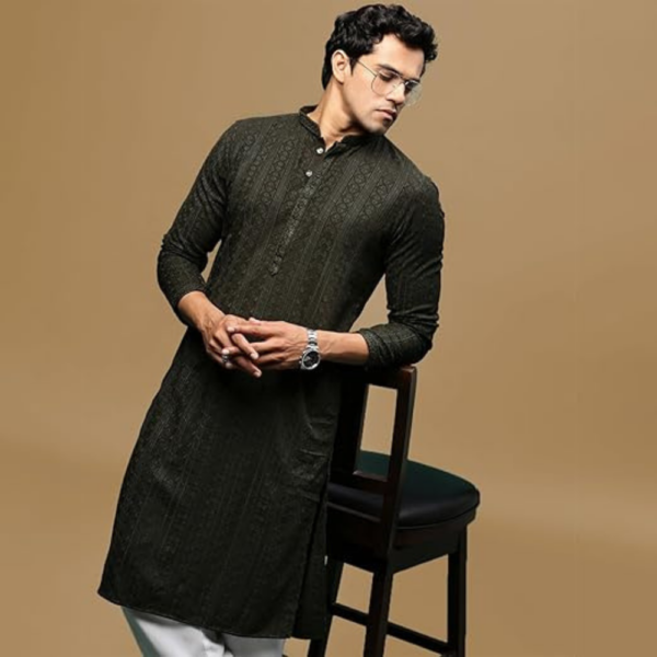 Stylish Ethnic Chikankari Kurta for Men - Image 4