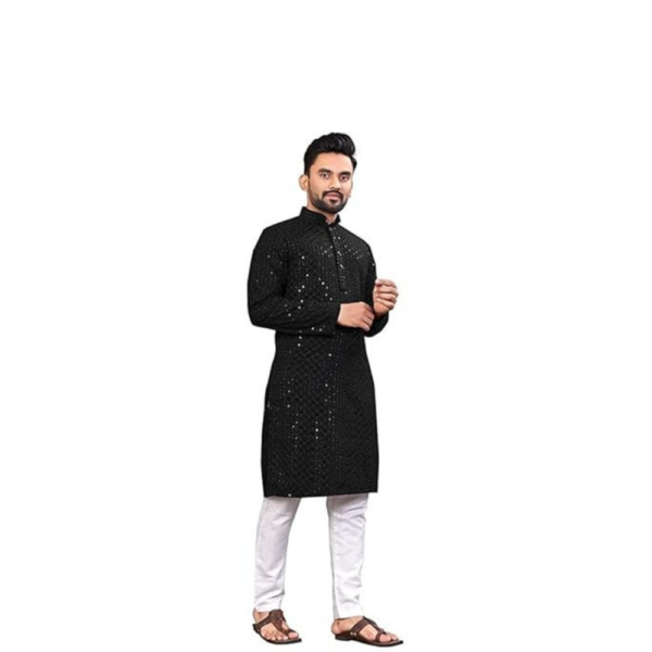 Men's Rayon Chikankari Regular Kurta - Image 3