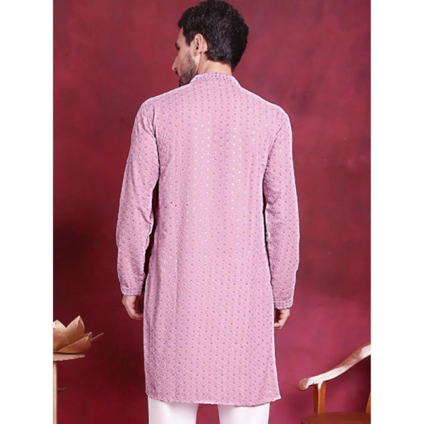 Chikankari Embroidered and Sequence Kurta for Men - Image 5