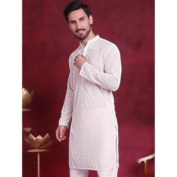 Chikankari Pure Cotton Kurtas for Men - Image 5