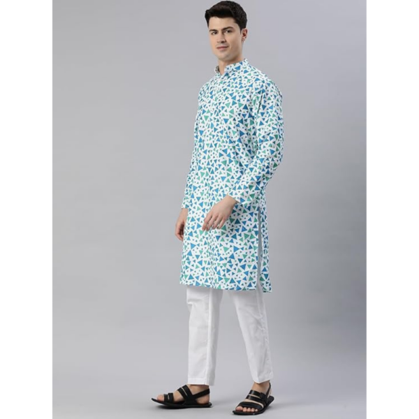 Men Cotton Blend Chikankari Embroidered Sequinned Regular Kurta - Image 2