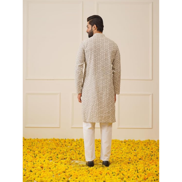 Men's Chikankari Embroidered Kurta Pyjama Set - Image 5