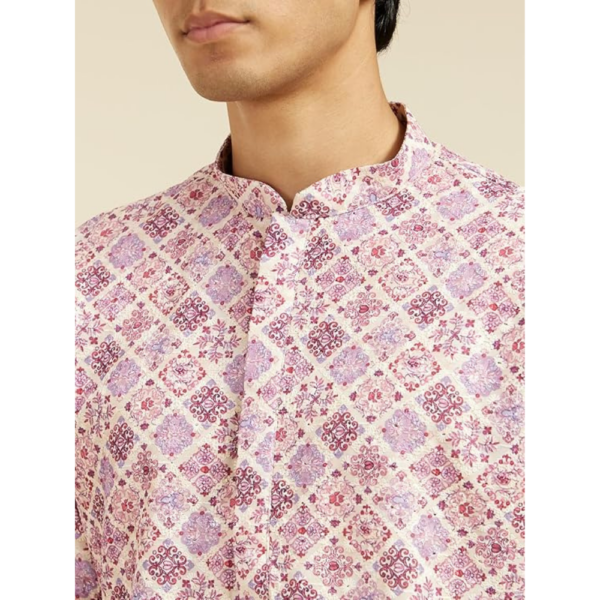 Men's Art Silk Printed Chikankari Kurta - Image 5