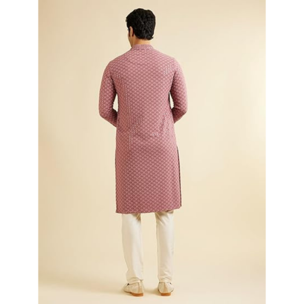 Men Chikankari Embroidered Straight Kurta - Image 3