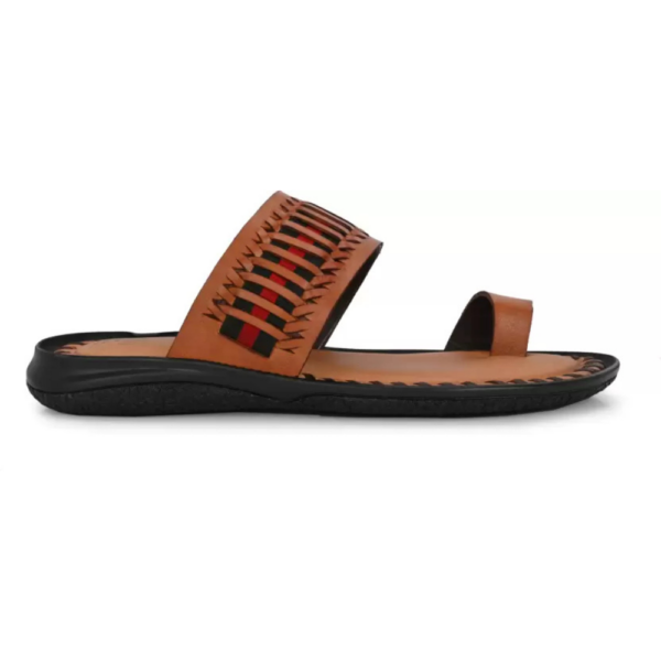 Men Tan Leather Kolhapuri Ethnic Wear Slippers Sandal  (Tan , 9) - Image 6