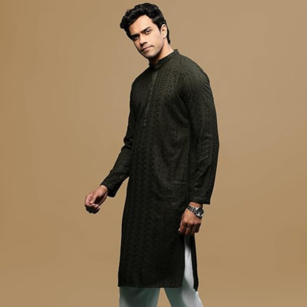 Stylish Ethnic Chikankari Kurta for Men - Image 3