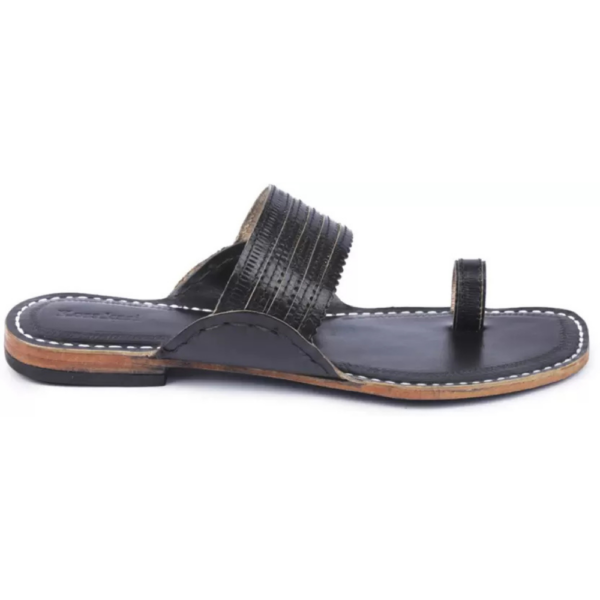 Men Flats Sandal  (Black , 9) - Image 3