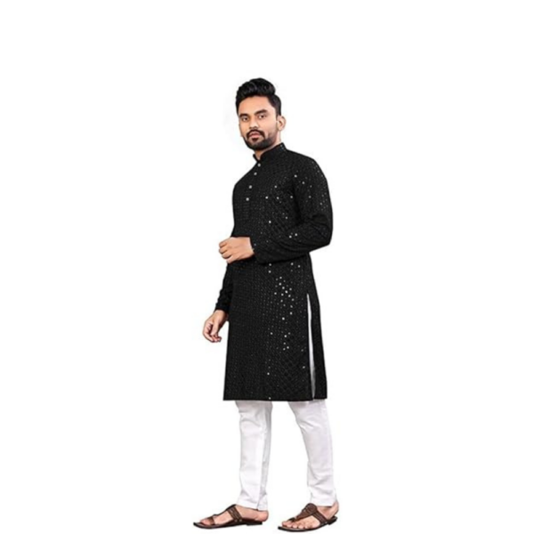 Men's Rayon Chikankari Regular Kurta - Image 4