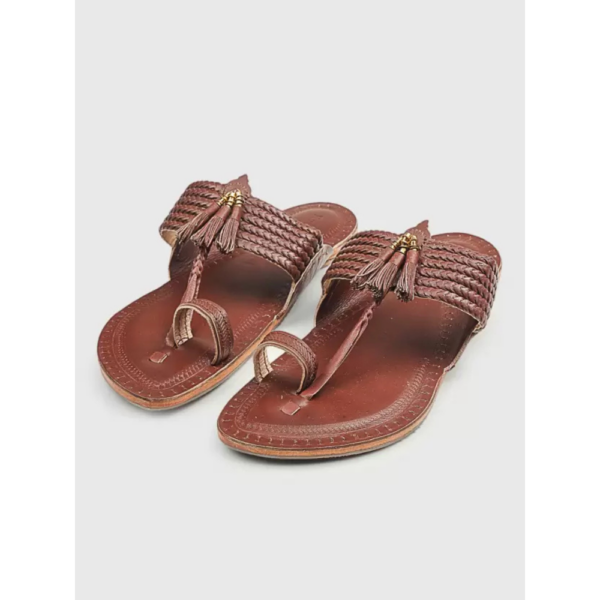 Men Flats Sandal  (Red, Brown , 8) - Image 4