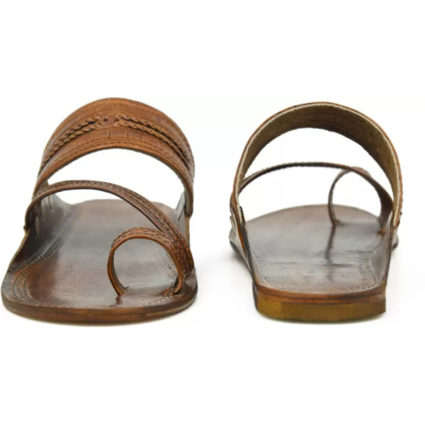 Men Kolhapuri Chappal 100% Genuine Leather Casual Sandal  (Brown , 8) - Image 4