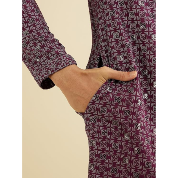 Men's Viscose Blend Chikankari | Sequins Work Kurta Set - Image 5