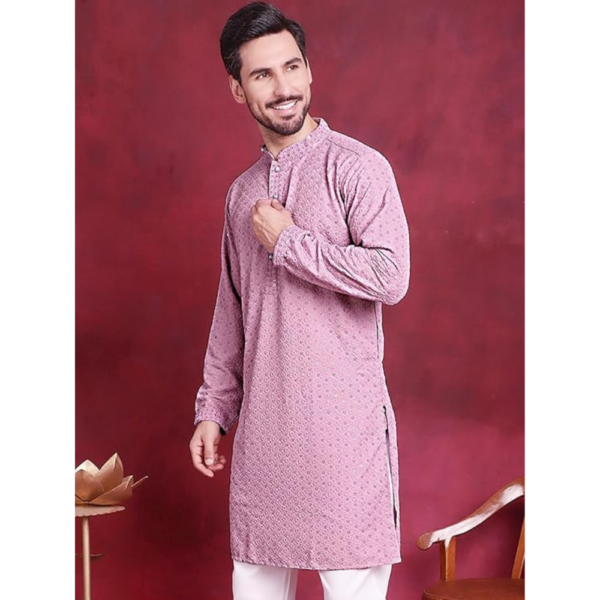 Chikankari Embroidered and Sequence Kurta for Men - Image 4