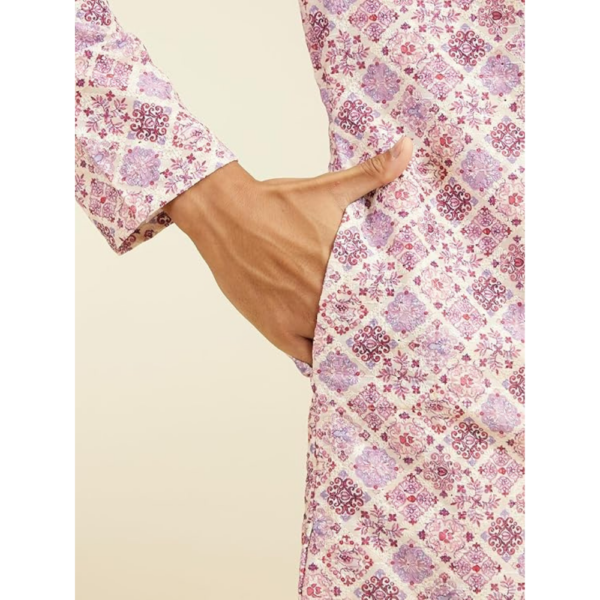 Men's Art Silk Printed Chikankari Kurta - Image 4