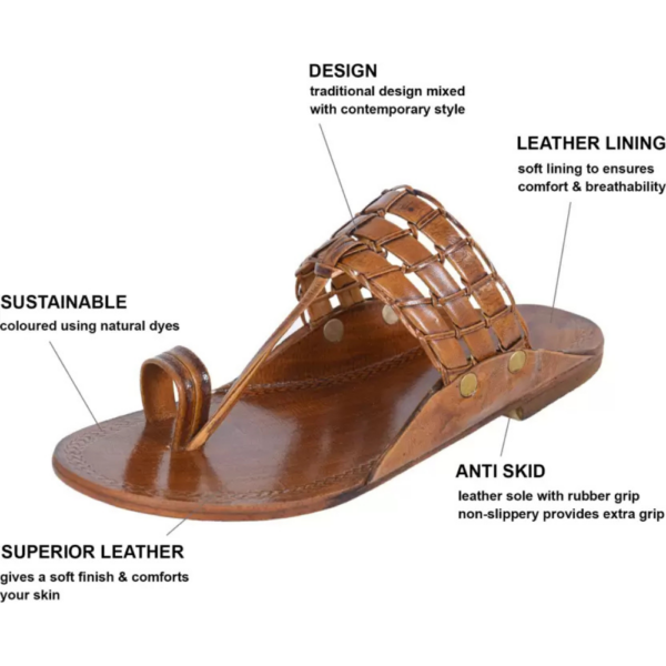 Men Unique & Stylish Leather Kolhapuri Sandal  (Brown , 7) - Image 4