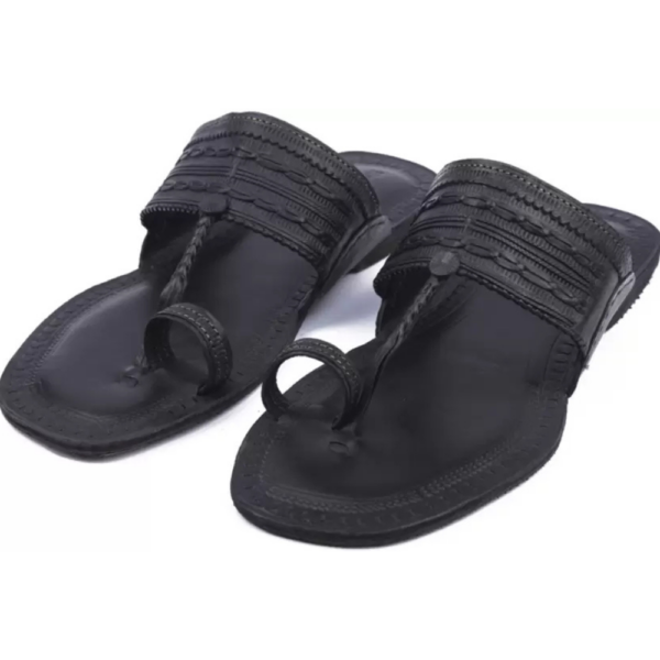 Men Flats Sandal  (Black , 7) - Image 3