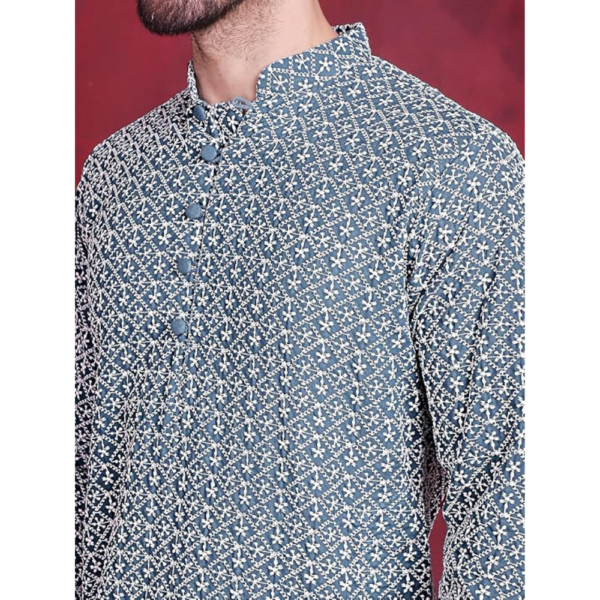 Chikankari Embroidered Kurtas for Men - Image 3