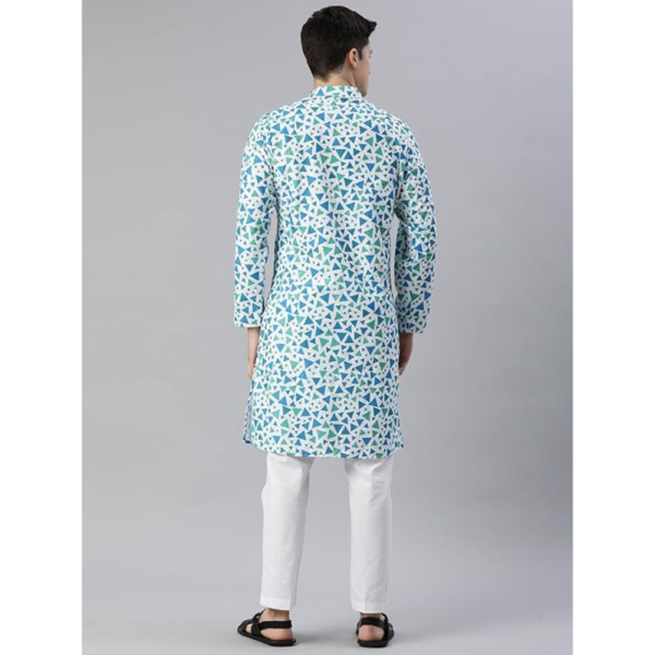 Men Cotton Blend Chikankari Embroidered Sequinned Regular Kurta - Image 5