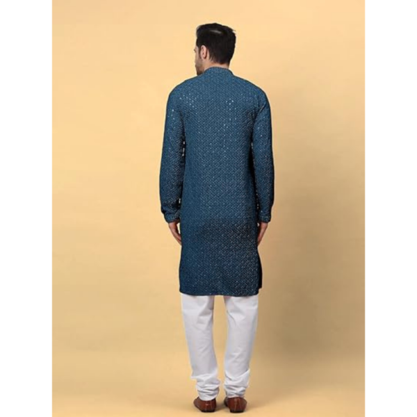 Mens A Line Chikankari Embroidery Kurta, Kurta - Image 2