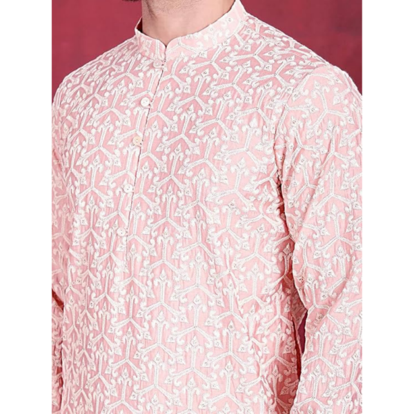 Men's Silk Blend Floral Regular Kurta - Image 5