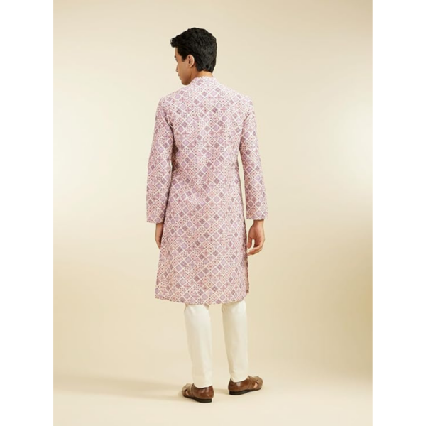 Men's Art Silk Printed Chikankari Kurta - Image 3