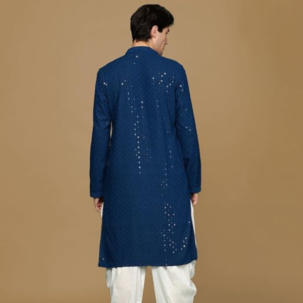 Men's Pure Cotton Kurta || Classic Ensemble Of Lukhnowi Chikankari Kurta With Pyjama || Elegant For Holi & EID Celebration - Image 5