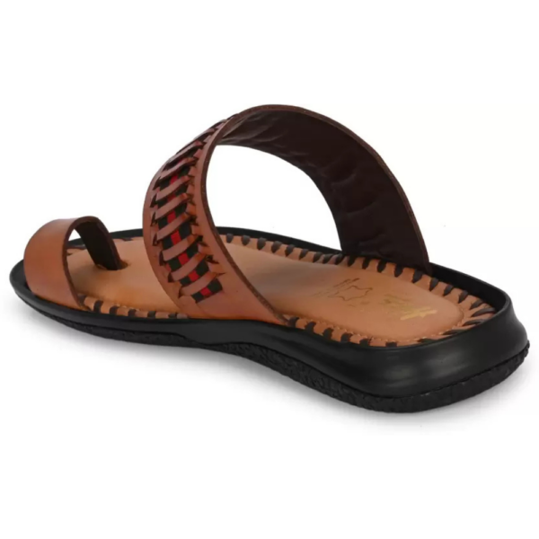 Men Tan Leather Kolhapuri Ethnic Wear Slippers Sandal  (Tan , 9) - Image 4