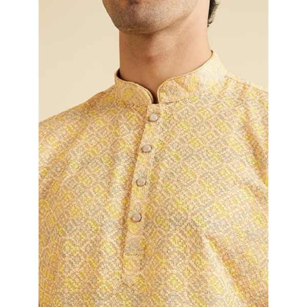 Men's Cotton Blend Chikankari Printed Short Kurta - Image 5