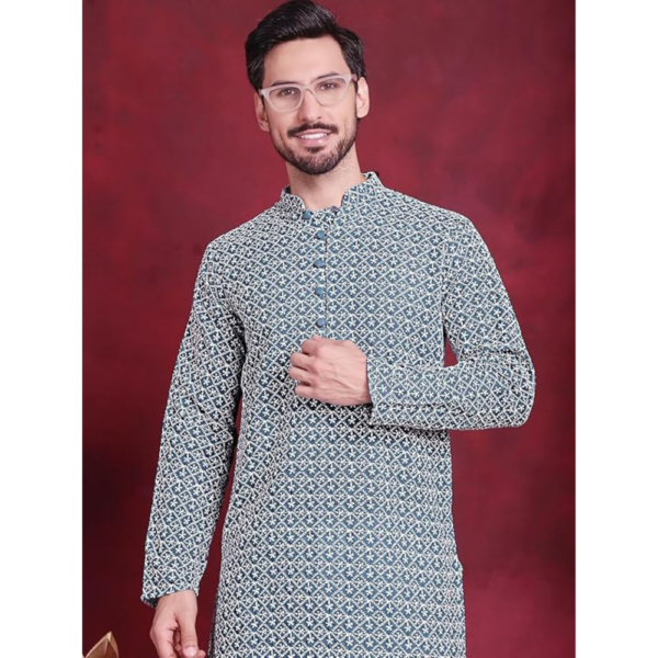 Chikankari Embroidered Kurtas for Men - Image 2