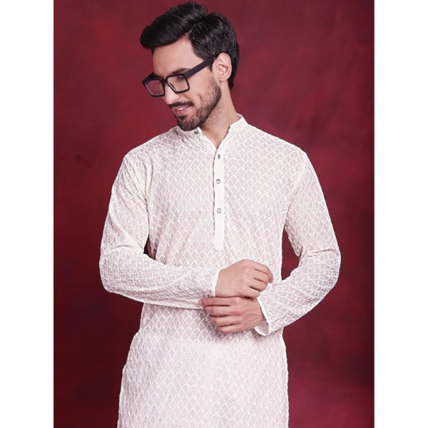 Chikankari Pure Cotton Kurtas for Men - Image 3