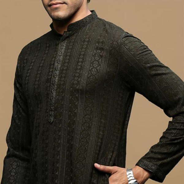 Stylish Ethnic Chikankari Kurta for Men - Image 5