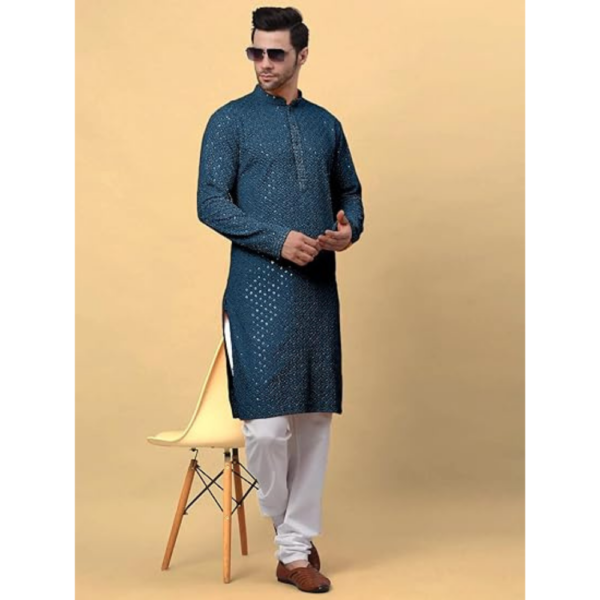 Mens A Line Chikankari Embroidery Kurta, Kurta