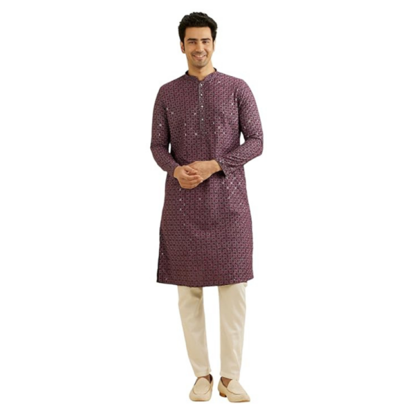 Men's Viscose Blend Chikankari | Sequins Work Kurta Set