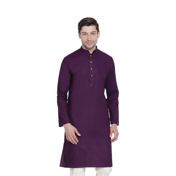 Mens Cotton Linen Kurta - Timeless Elegance for Festivals & Events | Plain Solid Full Sleeves Mandarin Collar Kurta | Classic Design, Premium Comfort, and Versatile Style