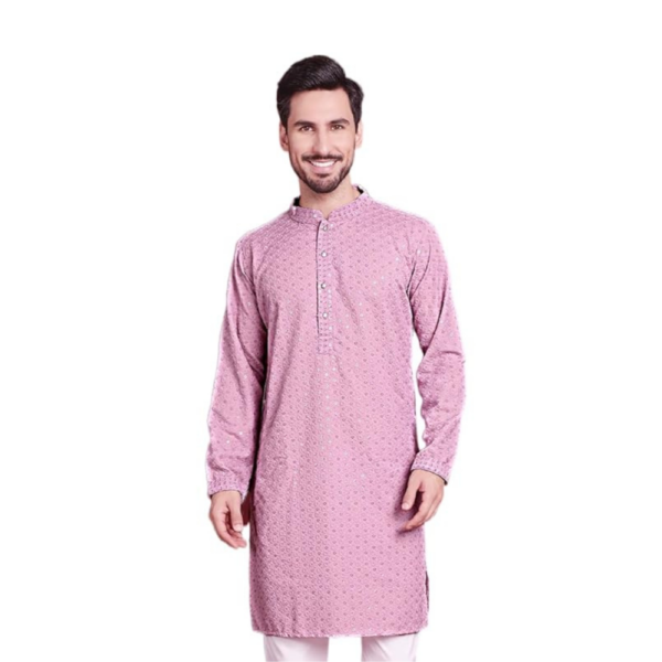 Chikankari Embroidered and Sequence Kurta for Men