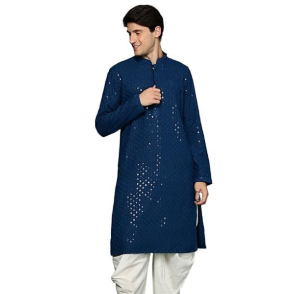 Men's Pure Cotton Kurta || Classic Ensemble Of Lukhnowi Chikankari Kurta With Pyjama || Elegant For Holi & EID Celebration