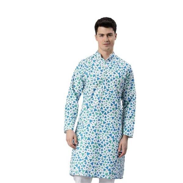 Men Cotton Blend Chikankari Embroidered Sequinned Regular Kurta