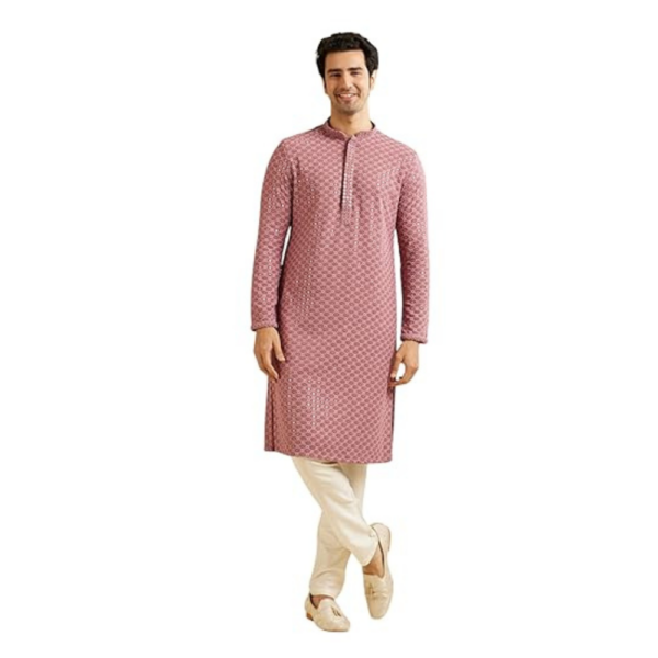 Men Chikankari Embroidered Straight Kurta