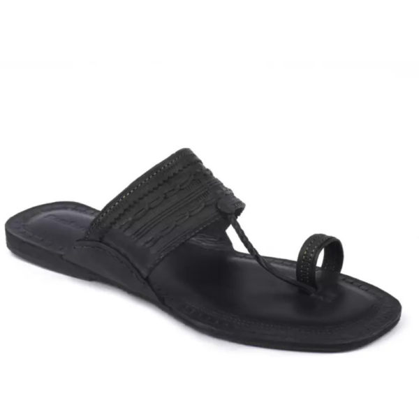 Men Flats Sandal  (Black , 7)