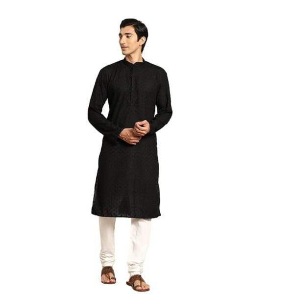 Men's Chikankari Embroidered Kurta Pyjama Set.