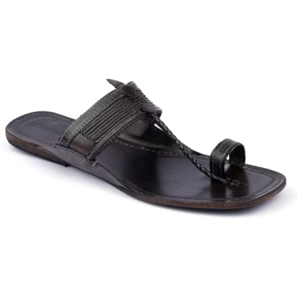 Men Flats Sandal  (Black , 8)