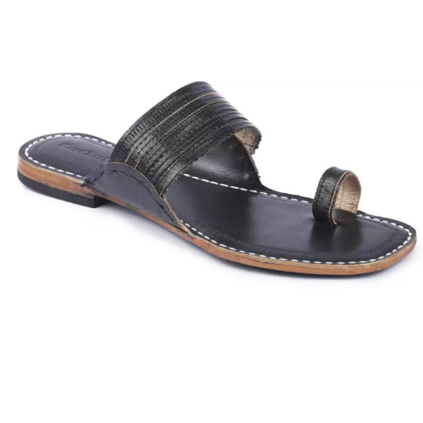 Men Flats Sandal  (Black , 9)