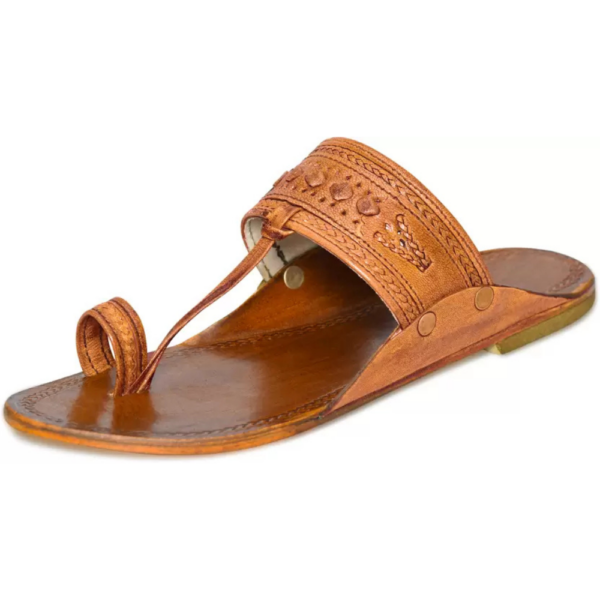 Men Kolhapuri Chappal Handcrafted Footwear for Kurta Pajama Weddings & Festivals Sandal  (Tan , 7)